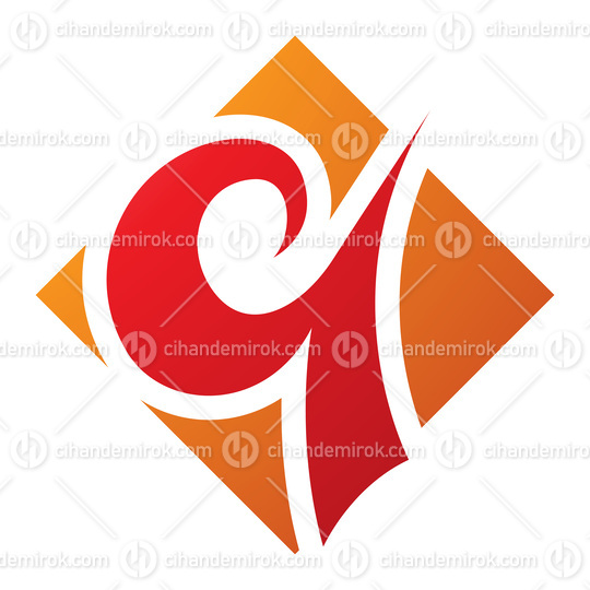 Orange and Red Diamond Shaped Letter Q Icon