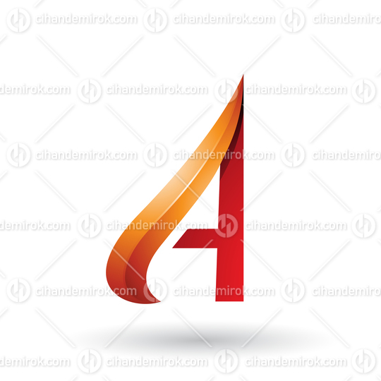 Orange and Red Embossed Arrow-like Letter A Vector Illustration