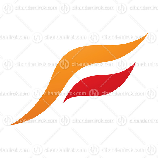 Orange and Red Flying Bird Shaped Letter F Icon