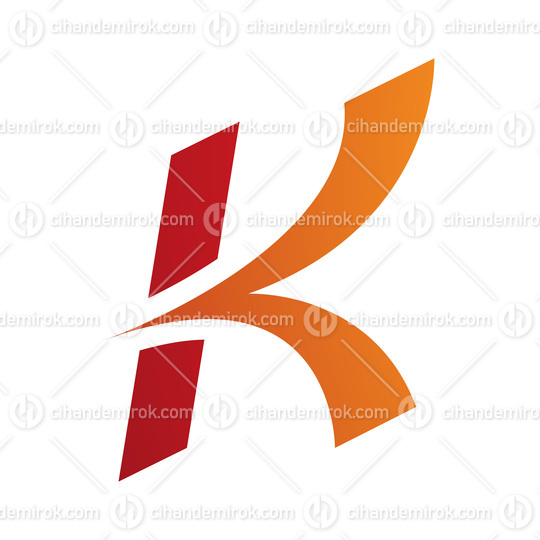Orange and Red Italic Arrow Shaped Letter K Icon