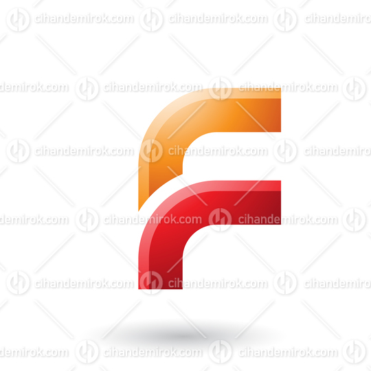Orange and Red Letter F with Round Corners Vector Illustration