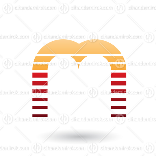 Orange and Red Letter M Icon with Horizontal Stripes