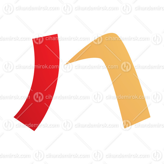 Orange and Red Letter N Icon with a Curved Rectangle