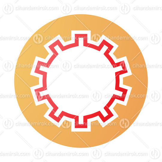 Orange and Red Letter O Icon with Castle Wall Pattern