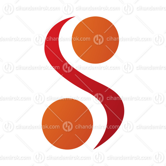 Orange and Red Letter S Icon with Spheres