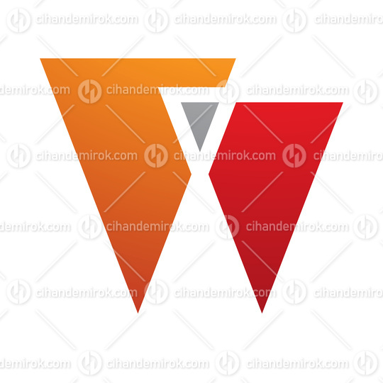 Orange and Red Letter W Icon with Triangles
