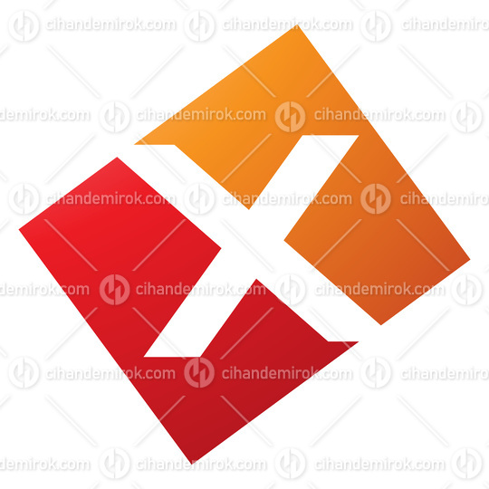 Orange and Red Rectangle Shaped Letter X Icon