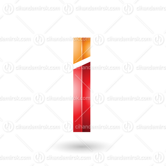Orange and Red Rectangular Glossy Letter I