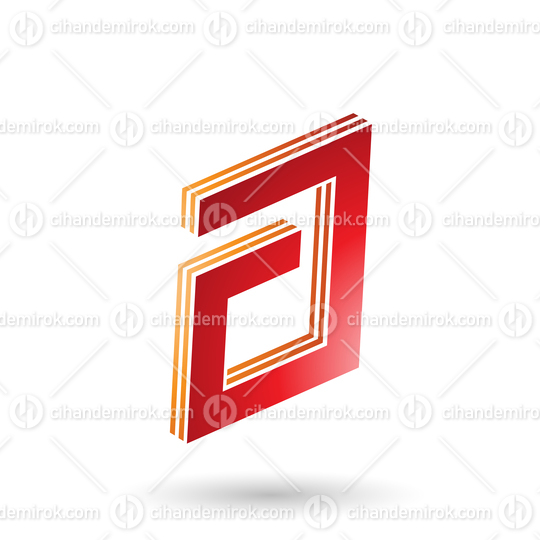 Orange and Red Rectangular Layered Letter A
