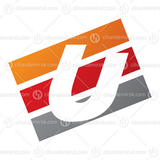 Orange and Red Rectangular Shaped Letter U Icon