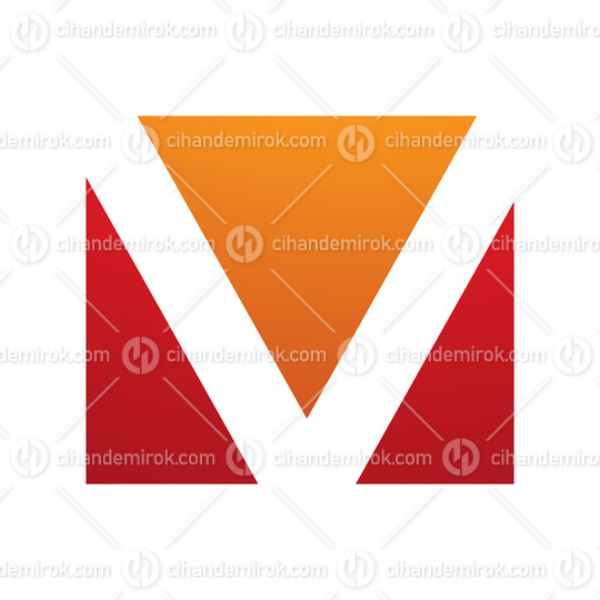 Orange and Red Rectangular Shaped Letter V Icon