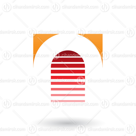 Orange and Red Reversed U Icon for Letter A Vector Illustration