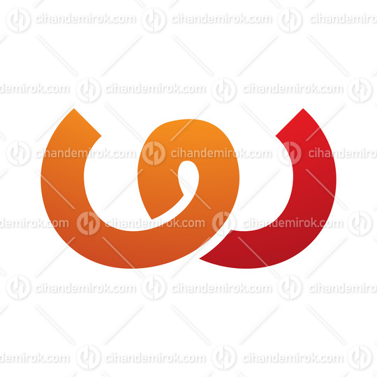 Orange and Red Spring Shaped Letter W Icon