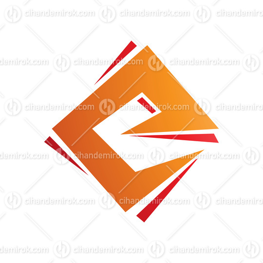 Orange and Red Square Diamond Letter E Icon