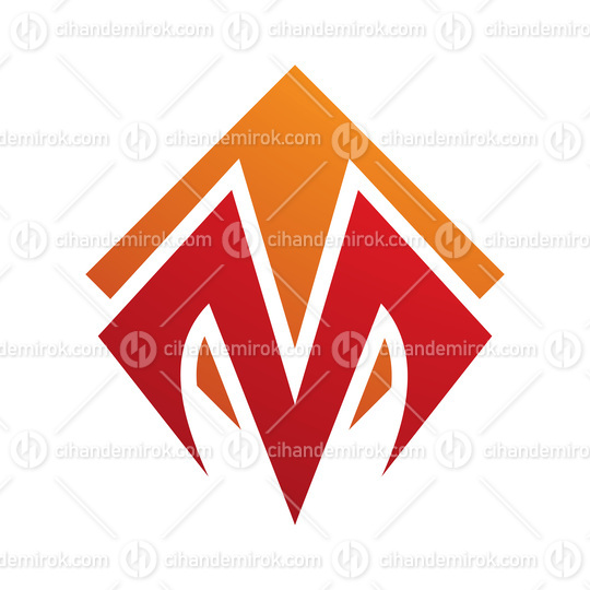 Orange and Red Square Diamond Shaped Letter M Icon