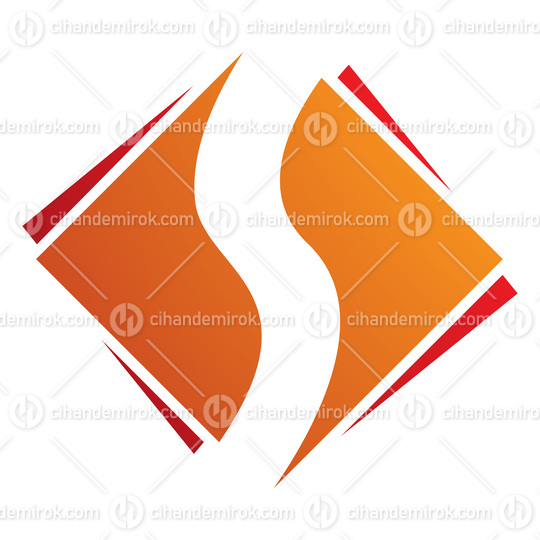 Orange and Red Square Diamond Shaped Letter S Icon