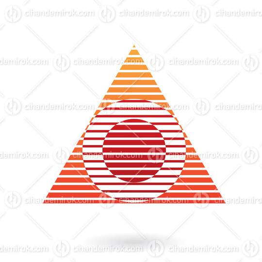 Orange and Red Striped Abstract Logo Icon of Intersecting Circle and Triangle