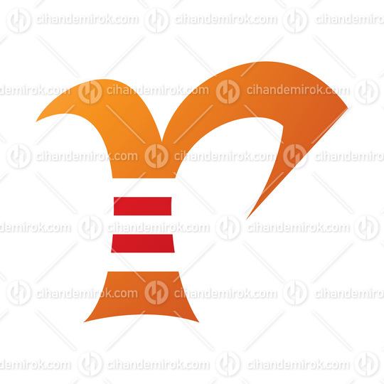 Orange and Red Striped Letter R Icon