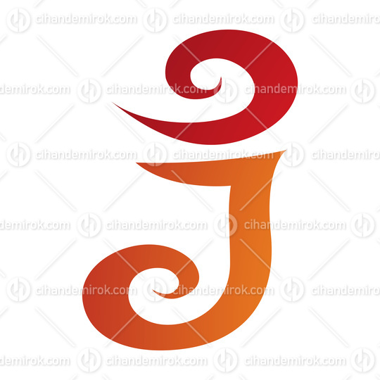 Orange and Red Swirl Shaped Letter J Icon