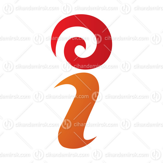Orange and Red Swirly Letter I Icon