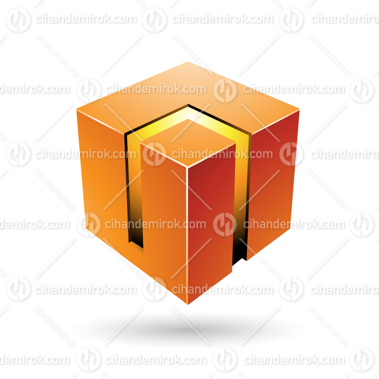 Orange and Yellow 3d Bold Cube