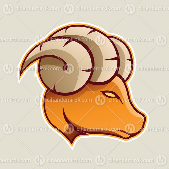Orange Aries or Ram Cartoon Icon Vector Illustration