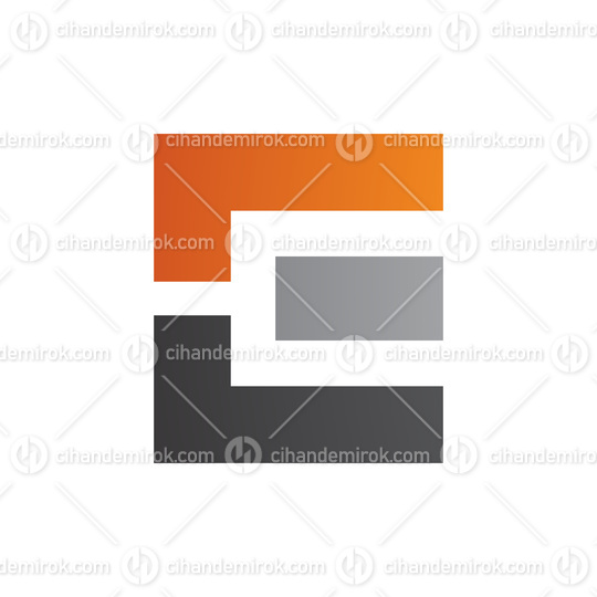 Orange Black and Grey Rectangular Letter E Icon