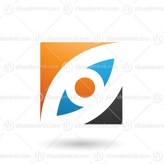 Orange Blue and Black Eye Shaped Square Vector Illustration