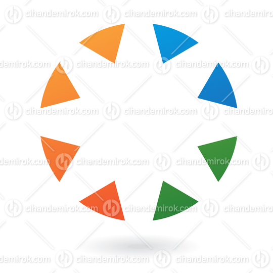 Orange Blue and Green Triangles Forming a Circle Abstract Logo Icon 