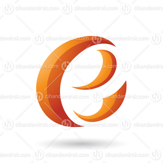 Orange Crescent Shape Letter E Vector Illustration