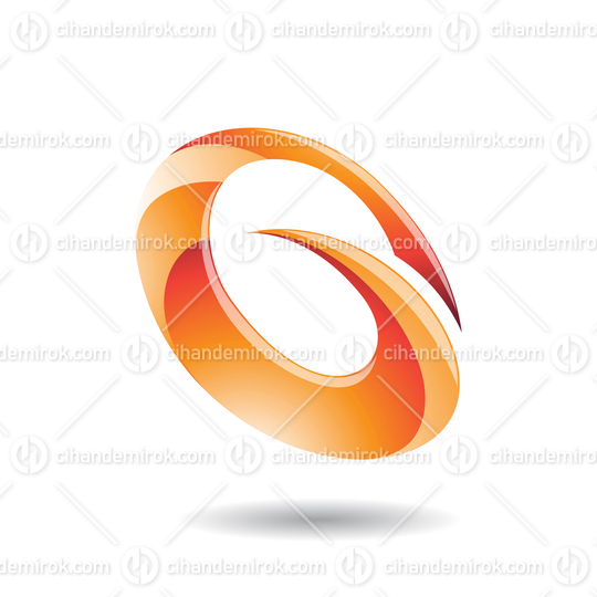 Orange Glossy Abstract Spiky Round Icon for Letter G Q or O