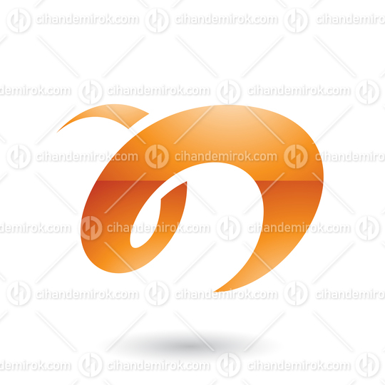 Orange Glossy Curvy Fun Letter N Vector Illustration