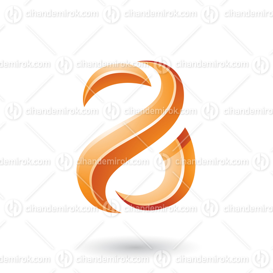 Orange Glossy Snake Shaped Letter A Vector Illustration