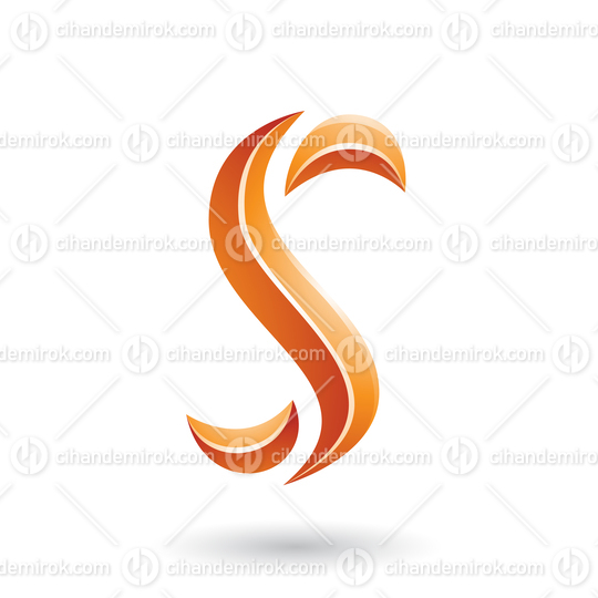 Orange Glossy Snake Shaped Letter S Vector Illustration