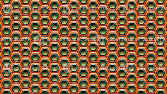 Orange Green and Black Embossed Hexagon Background