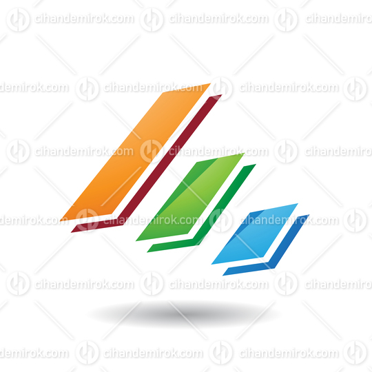Orange Green and Blue Layered Diagonal Bars Icon