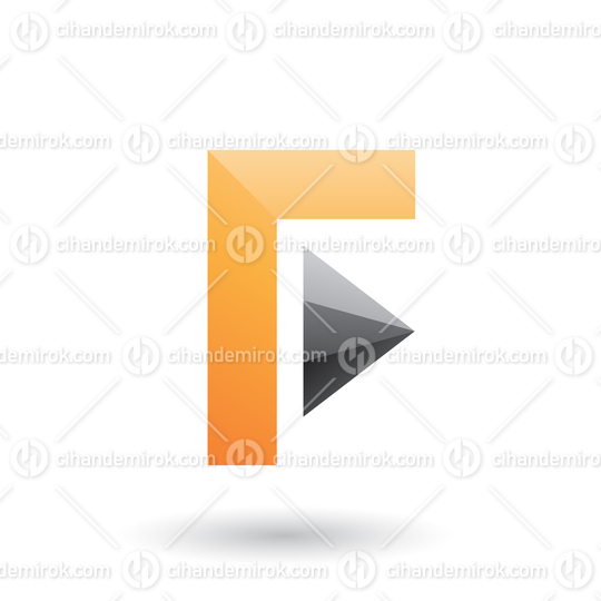 Orange Icon of Letter F with a Triangle Vector Illustration