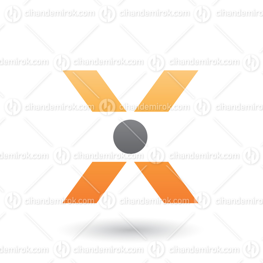 Orange Icon of Letter X with a Circle Vector Illustration