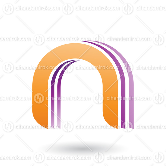 Orange Layered Icon for Letter N Vector Illustration