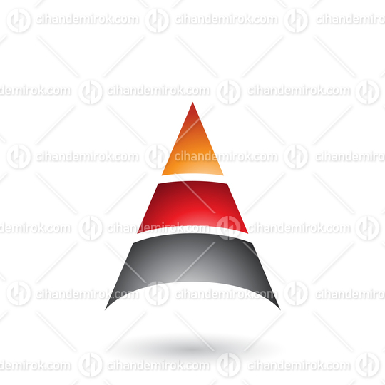 Orange Letter A with Three Layers Vector Illustration