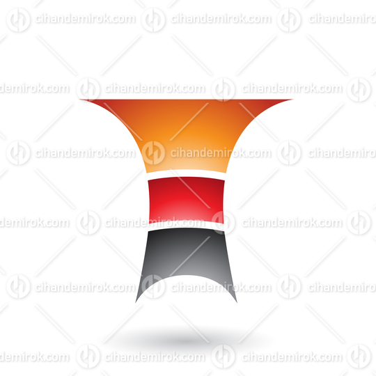 Orange Letter T with Three Layers Vector Illustration
