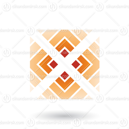 Orange Letter X Icon with Square and Triangles Vector Illustration
