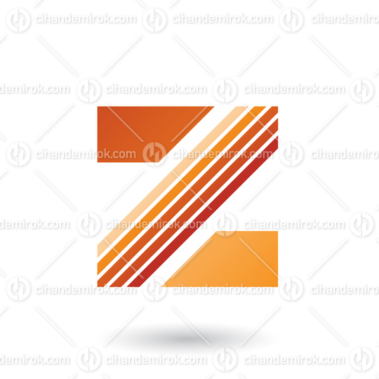 Orange Letter Z with Thick Diagonal Stripes Vector Illustration