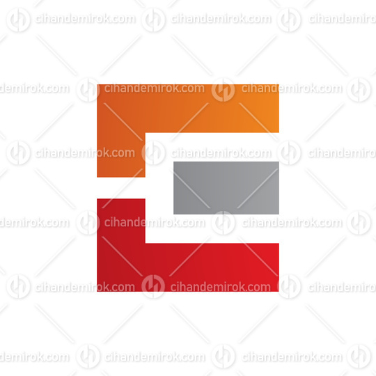 Orange Red and Grey Rectangular Letter E Icon