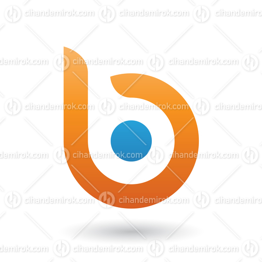Orange Round Bold Icon for Letter B Vector Illustration