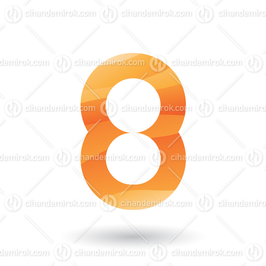 Orange Round Icon for Number 8 Vector Illustration