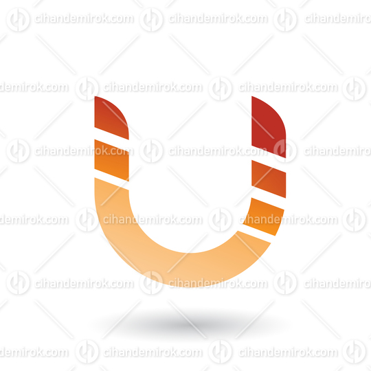 Orange Striped Bold Icon for Letter U Vector Illustration
