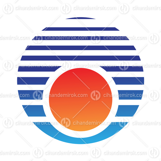Orange Sun and Blue Sky Abstract Striped Round Logo Icon - Bundle No: 123