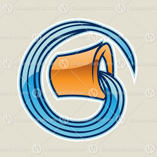 Orange Water Bucket Vector Illustration