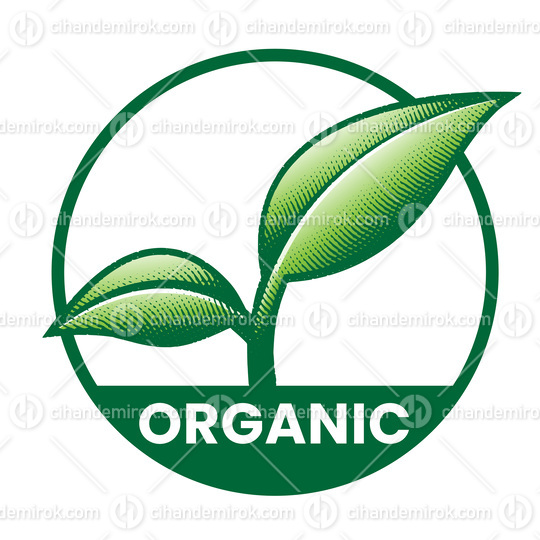 Organic Round Icon with 2 Green Leaves - Icon 2